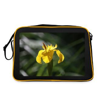 Iris Lily Yellow Flower - Retro Bag - black/gold - Back