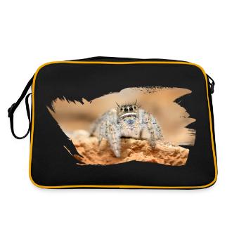 Phidippus texanus jumping spider, spring spinne. - Retro Tasche - Schwarz/Gold - Hinten
