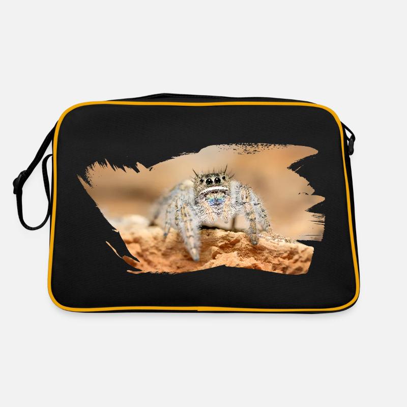 Phidippus texanus jumping spider, spring spinne. - Retro Tasche - Schwarz/Gold