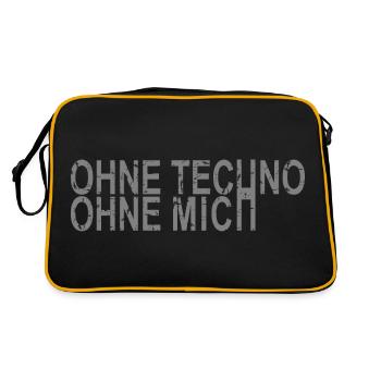 Ohne Techno Ohne Mich - Retro Tasche - Schwarz/Gold - Hinten