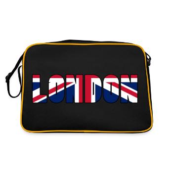 London – Bold Text with UK Flag Inside - Retro Bag - black/gold - Back