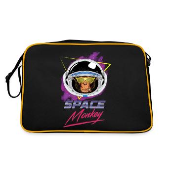 Weltraumaffe - Retro Tasche - Schwarz/Gold - Hinten