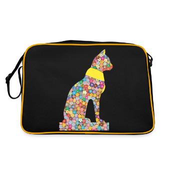 Cat Flower Pharaohs Ancient - Retro Bag - black/gold - Back