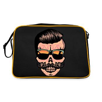 hipster mexicaine tete de mort crane moustache - Sac Retro - noir/or - Dos