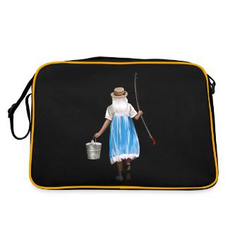 Anglerin - Retro Tasche - Schwarz/Gold - Hinten