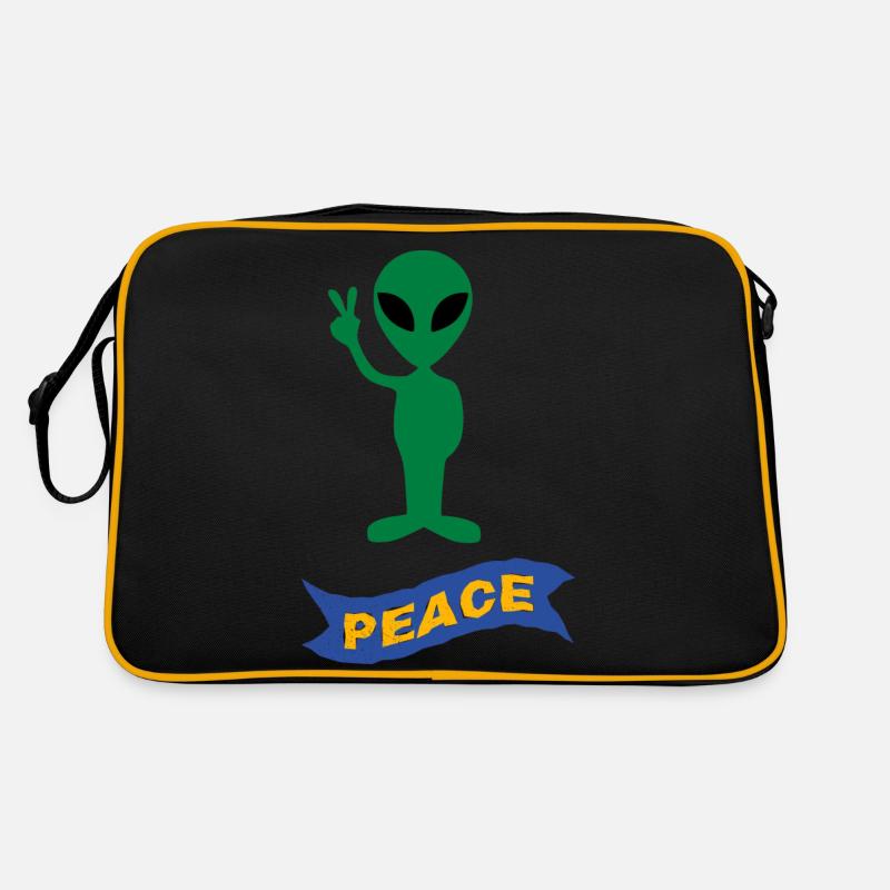 Außerirdischer Frieden - Retro Tasche - Schwarz/Gold