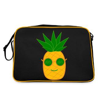 Kawaii Ananas Kawaii Früchte Kawaii Obst - Retro Tasche - Schwarz/Gold - Hinten