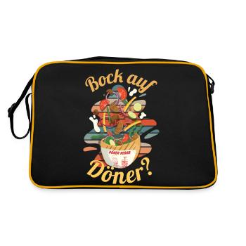 Bock auf Döner - Retro Tasche - Schwarz/Gold - Hinten