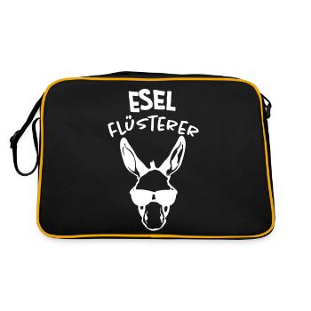Esel Flüsterer Geschenkidee - Retro Tasche - Schwarz/Gold - Hinten