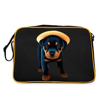 Rottweiler Rottweiler Puppy Dog Puppy Dogs - Sac Retro - noir/or - Dos