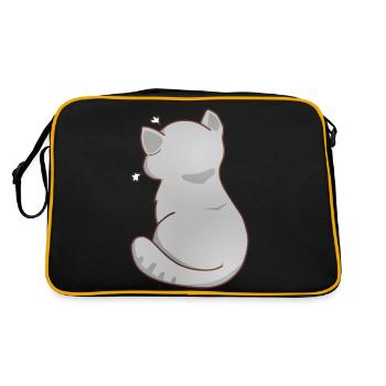 Funny Kawaii Gray Cat, Annoyed Cat - Retro Bag - black/gold - Back