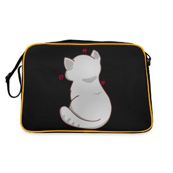 Funny Kawaii Gray Cat, Annoyed Cat - Retro Bag - black/gold - Back