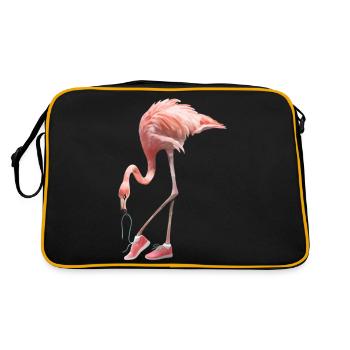 Flamingo und rosa Schuhe - Retro Tasche - Schwarz/Gold - Hinten