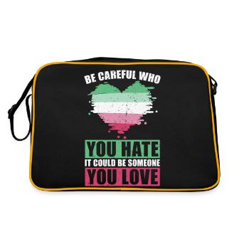 Pass auf wen du hasst LGBT Geschenk Abrosexuell - Retro Tasche - Schwarz/Gold - Hinten