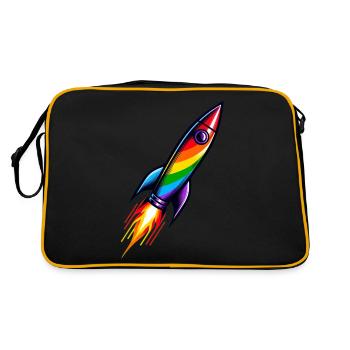 Rainbow Rocket | Rocket launch - Retro Bag - black/gold - Back
