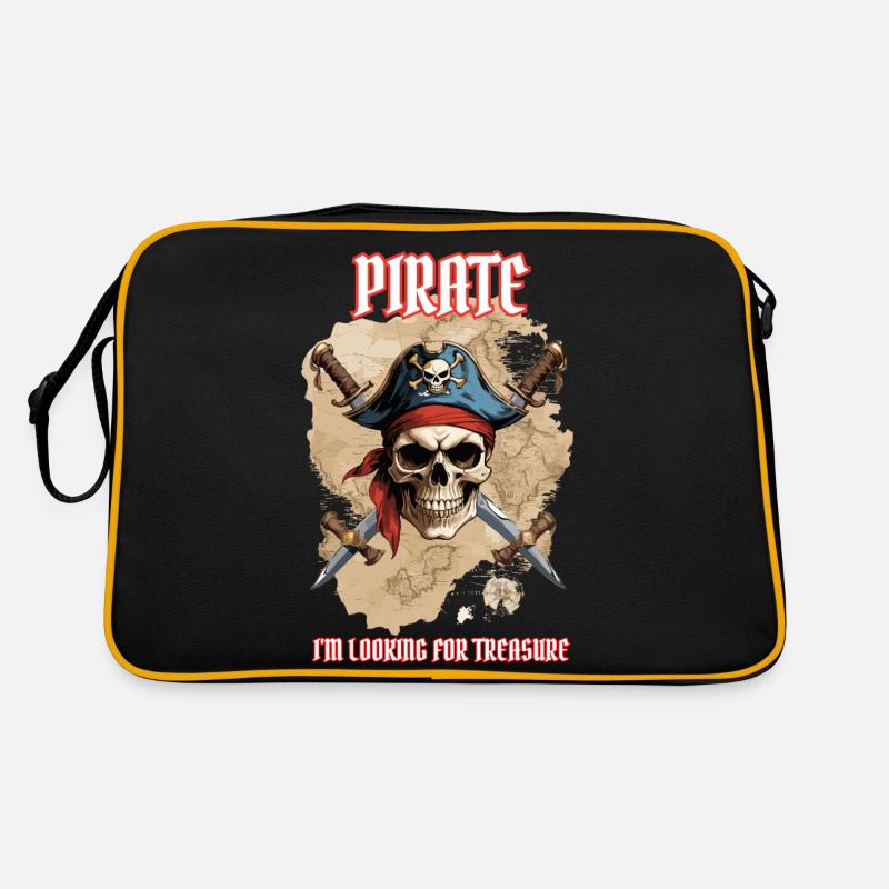 Pirate, I'm looking for treasure. - Retro Bag - black/gold