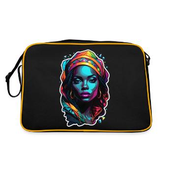 Afro Frau - Schönheit - Retro Tasche - Schwarz/Gold - Hinten