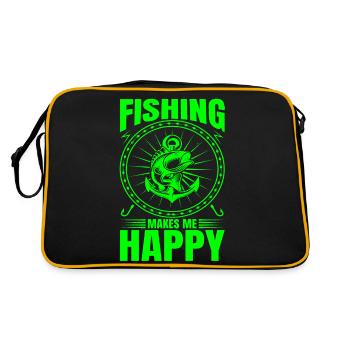 poisson, poisson, pêche, lac, mer, pêche, faune, exotique - Sac Retro - noir/or - Dos