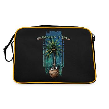 Escapade tropicale : palmier émergeant de la noix de - Sac Retro - noir/or - Dos
