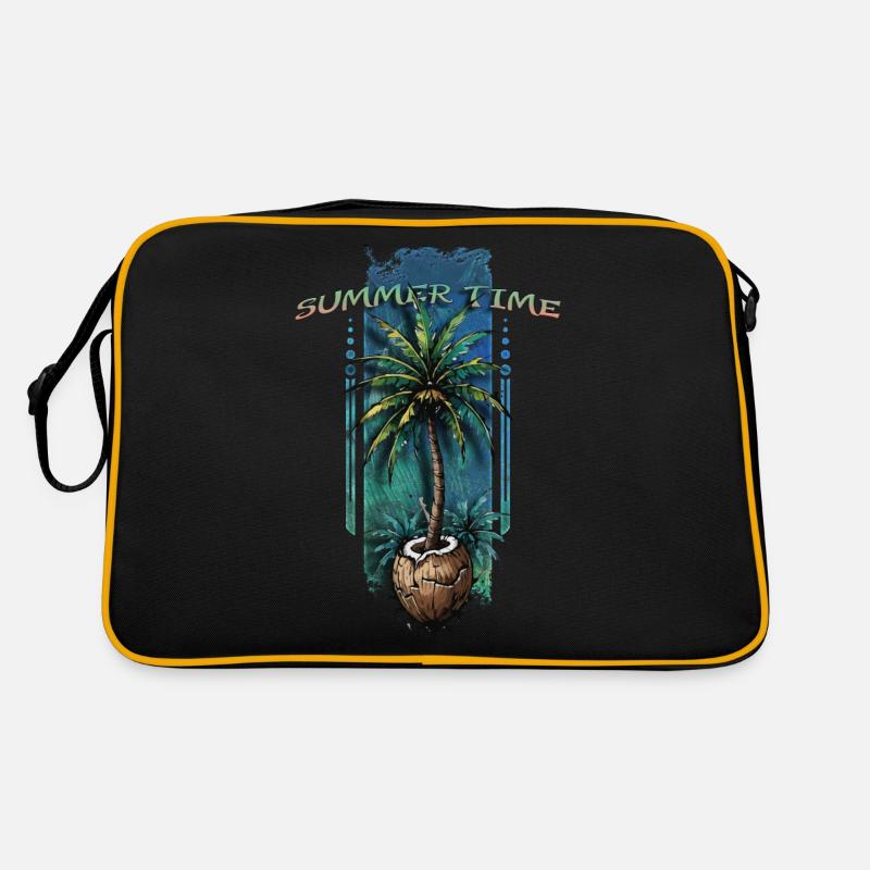 Tropical Escape: Palm Tree Emerging from Coconut Retro Bag