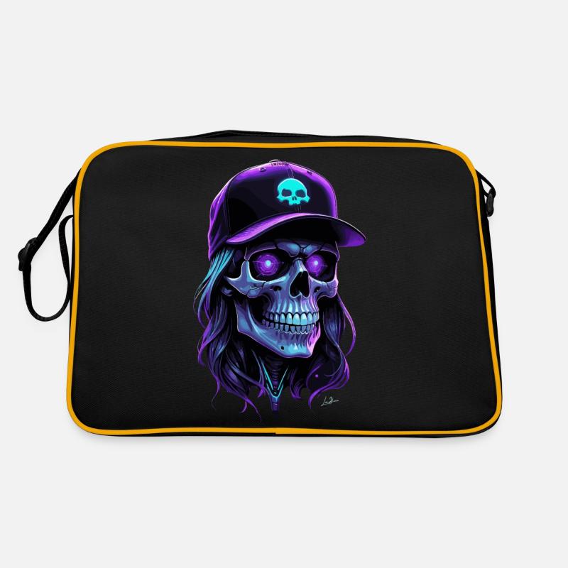 Purple Glow Skull Hippie Cap Retro Bag