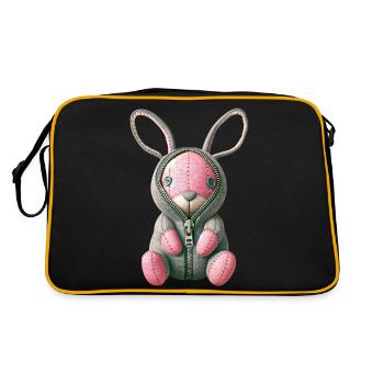 Rosa Häschen - Retro Tasche - Schwarz/Gold - Hinten