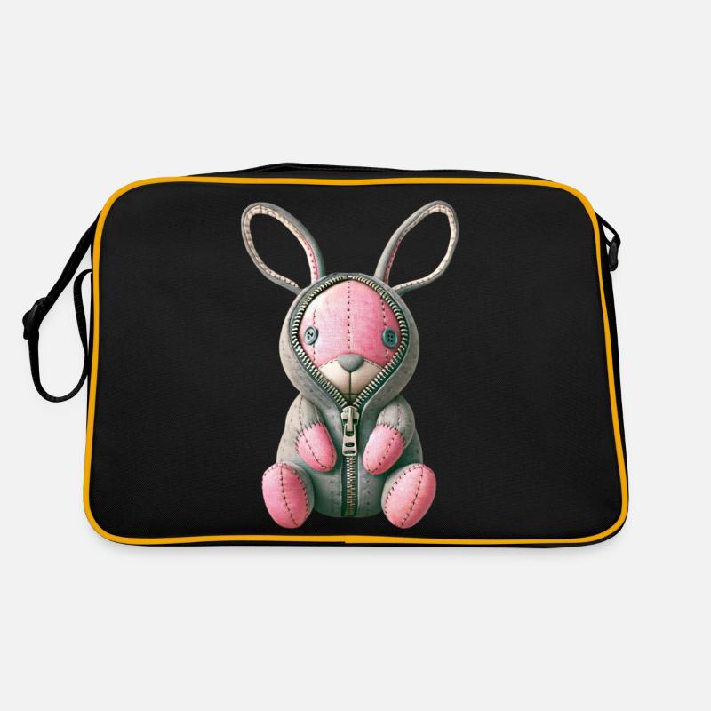 Rosa Häschen - Retro Tasche - Schwarz/Gold