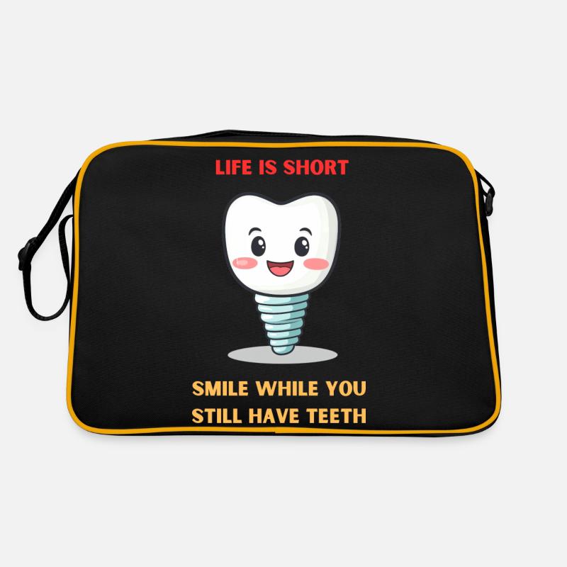 Life Is Short Smile While You Still Have Teeth Retro Bag