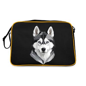 Cute Husky Head - Retro Bag - black/gold - Back