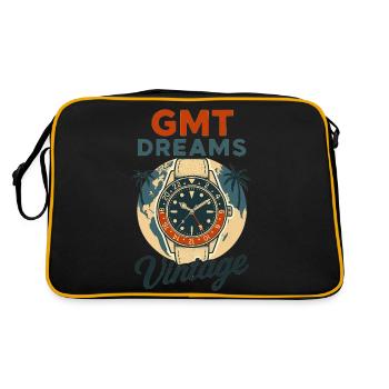 GMT Dreams für Fans von Uhren mit GMT Funktion - Retro Tasche - Schwarz/Gold - Hinten