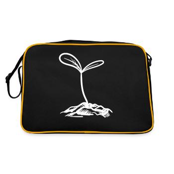 Baum sprießen Samen wachsen Pflanze - Retro Tasche - Schwarz/Gold - Hinten