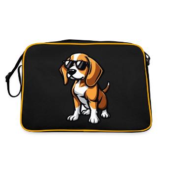 Beagle Hunde Cool Comic - Retro Tasche - Schwarz/Gold - Hinten