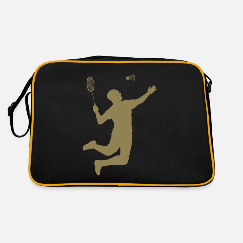 Minimalistisches Badminton Silhouette Design Retro Tasche