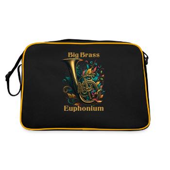 Euphonium Eufonium Blechbläser Tuba Horn Spruch - Retro Tasche - Schwarz/Gold - Hinten