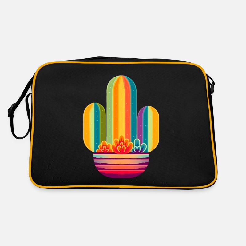 Regenbogen Kaktus Retro Tasche