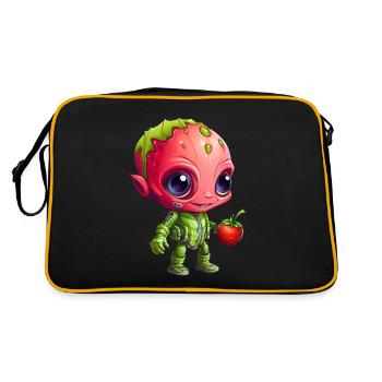 Strawberry Alien: Green & Red en interaction - Sac Retro - noir/or - Dos