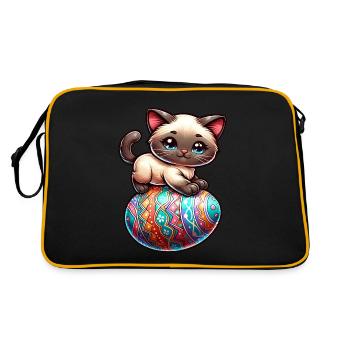 Chat siamois sur l’œuf de Pâques - Sac Retro - noir/or - Dos