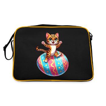 Dancing Bengal cat on easter egg - Retro Bag - black/gold - Back