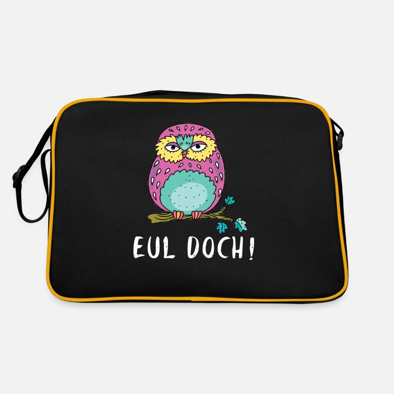 Heul Doch Eul Doch Eulen Wortspiel Eule Wortwitz - Retro Tasche - Schwarz/Gold