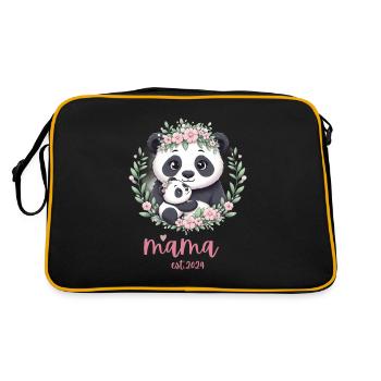 Mama est 2024 I Panda Bear Mum I First Time Mom - Retro Bag - black/gold - Back