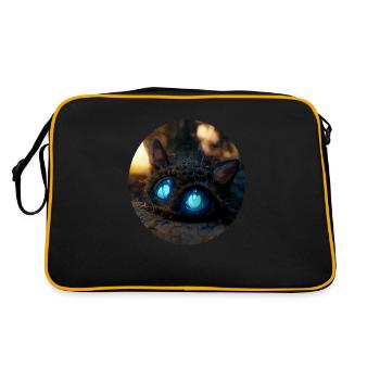 Maus mit großen blauen Augen - Retro Tasche - Schwarz/Gold - Hinten