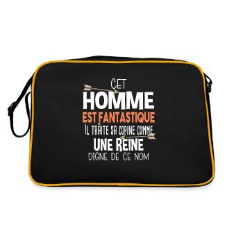 Homme Fantastique Reine Couple Cadeau Amour Humour - Sac Retro - noir/or - Dos