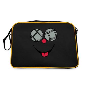 petanque ball smiley smile tongue2 - Retro Bag - black/gold - Back