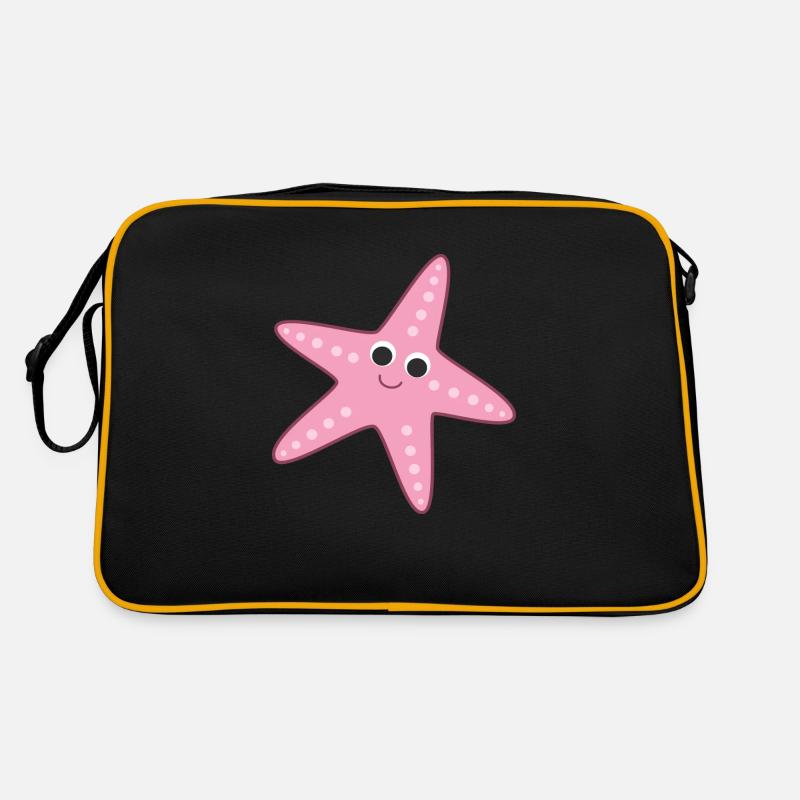 Seestern - Retro Tasche - Schwarz/Gold