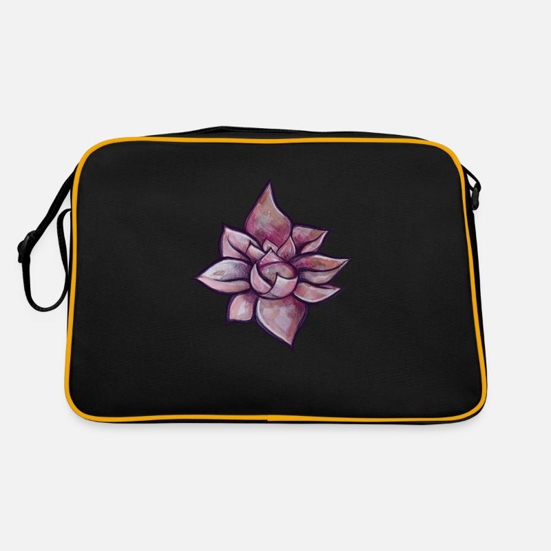 Lotusblume - Retro Tasche - Schwarz/Gold