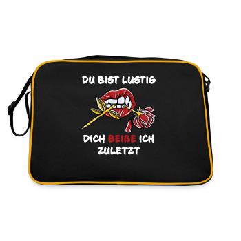 Du bist lustig dich beiße ich zuletzt Halloween - Retro Tasche - Schwarz/Gold - Hinten