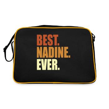 Nadine Geschenk Spruch Name - Retro Tasche - Schwarz/Gold - Hinten