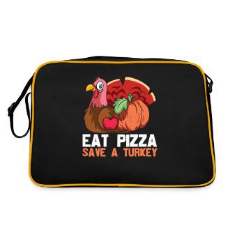 eat pizza save a turkey - Funny Turkey - Sac Retro - noir/or - Dos