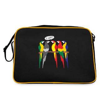 MONOCHROMER VOGELPAPAGEI - Retro Tasche - Schwarz/Gold - Hinten