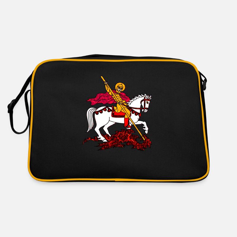 Michael Erzengel Heiliger Christlicher Engel Heiliger Heiliger Snkt - Retro Tasche - Schwarz/Gold